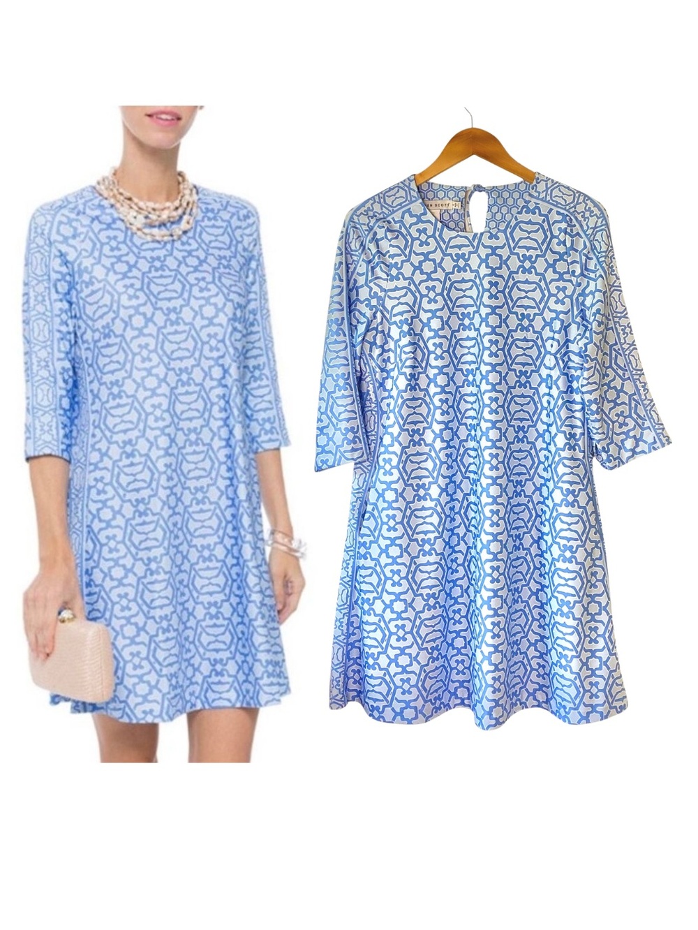 Gretchen Scott Swing Dress Blue Rio Gio Sz L Resort Travel Preppy Summer